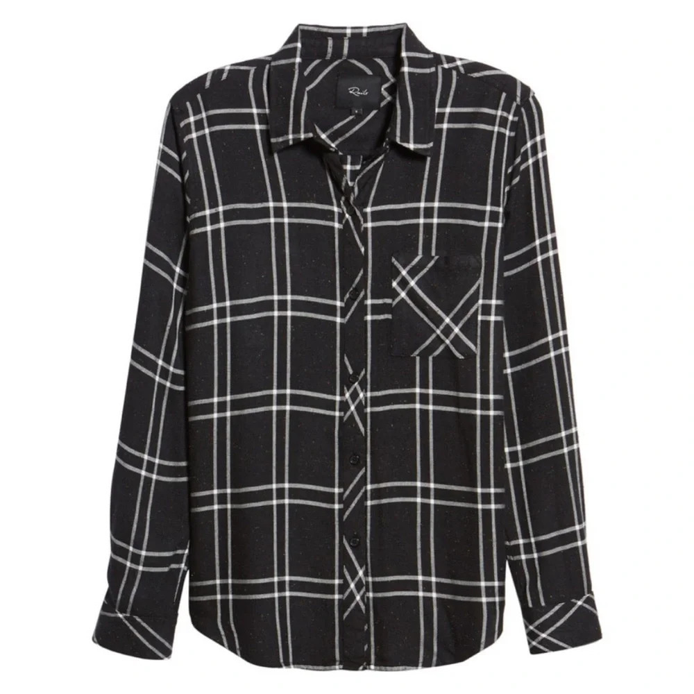 Rails Hunter Plaid Rainbow Speckled Black White Flannel Button Up Shirt Size S